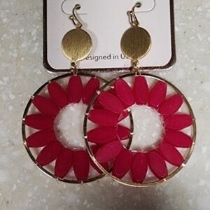 AV Pink and Gold Sunflower Earrings